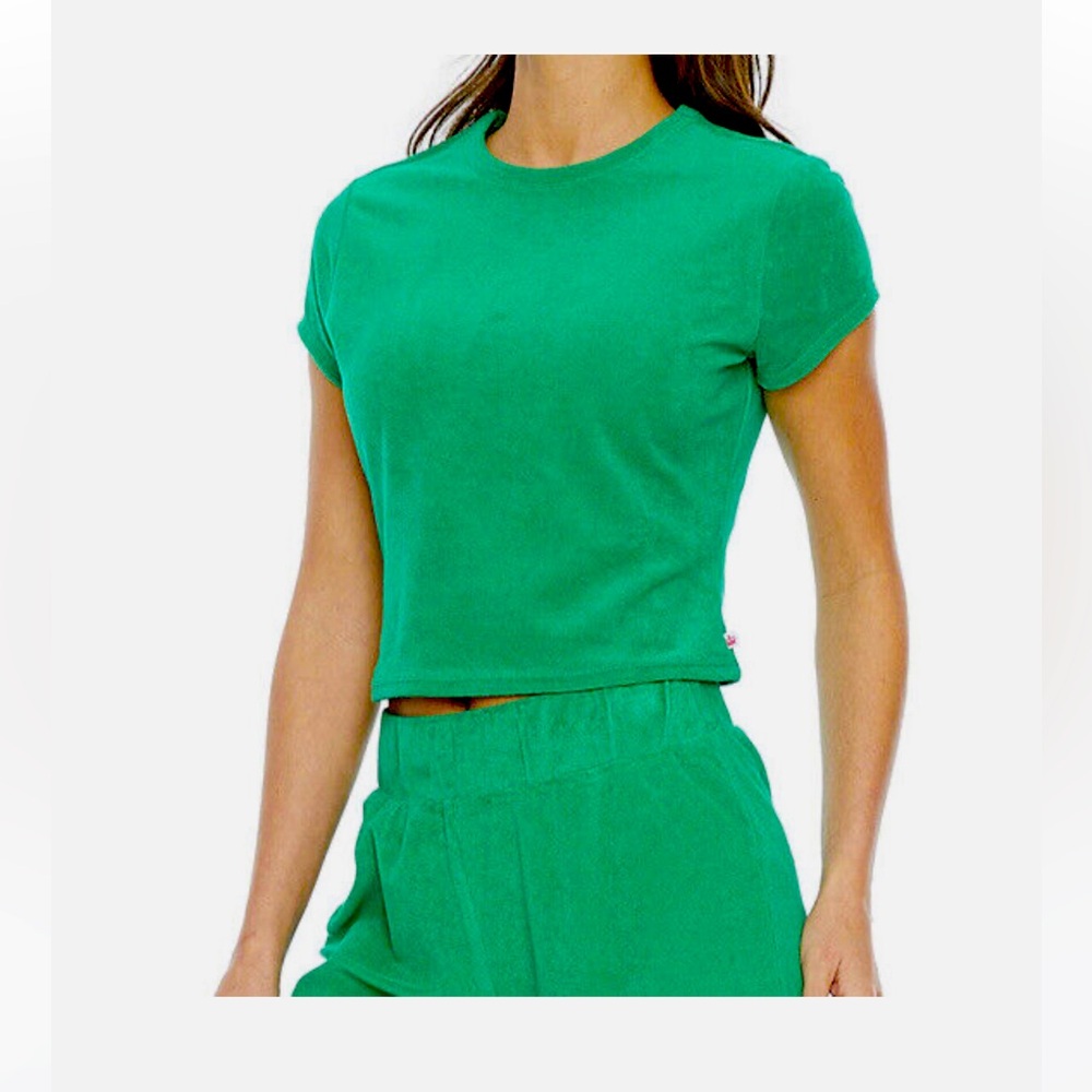 Juicy Couture Terry cloth, Crop top and Green Athletic Shorts set